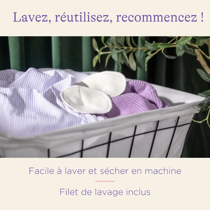 Coussinets d’allaitement lavables 4 pièces