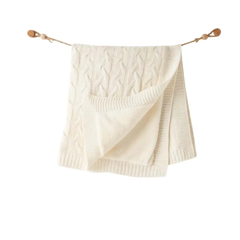Couverture bébé tricotée 85x100 cm Écru  – Andywawa AC26340