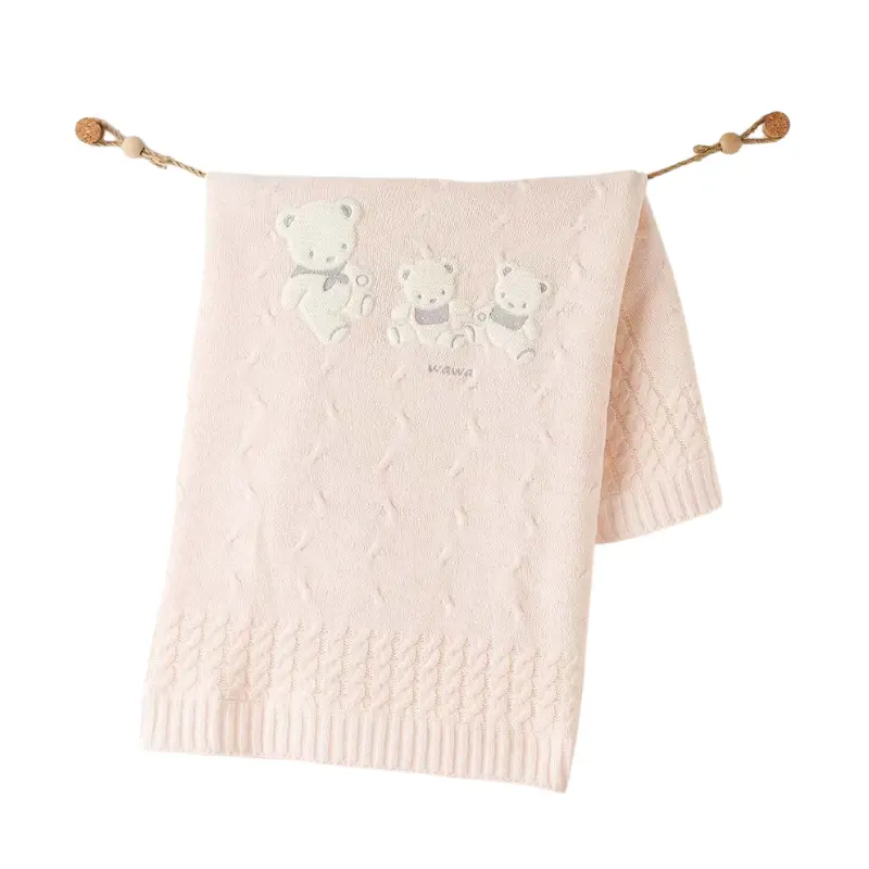 xx Couverture bébé tricotée 85x100 cm  Rose AC26341