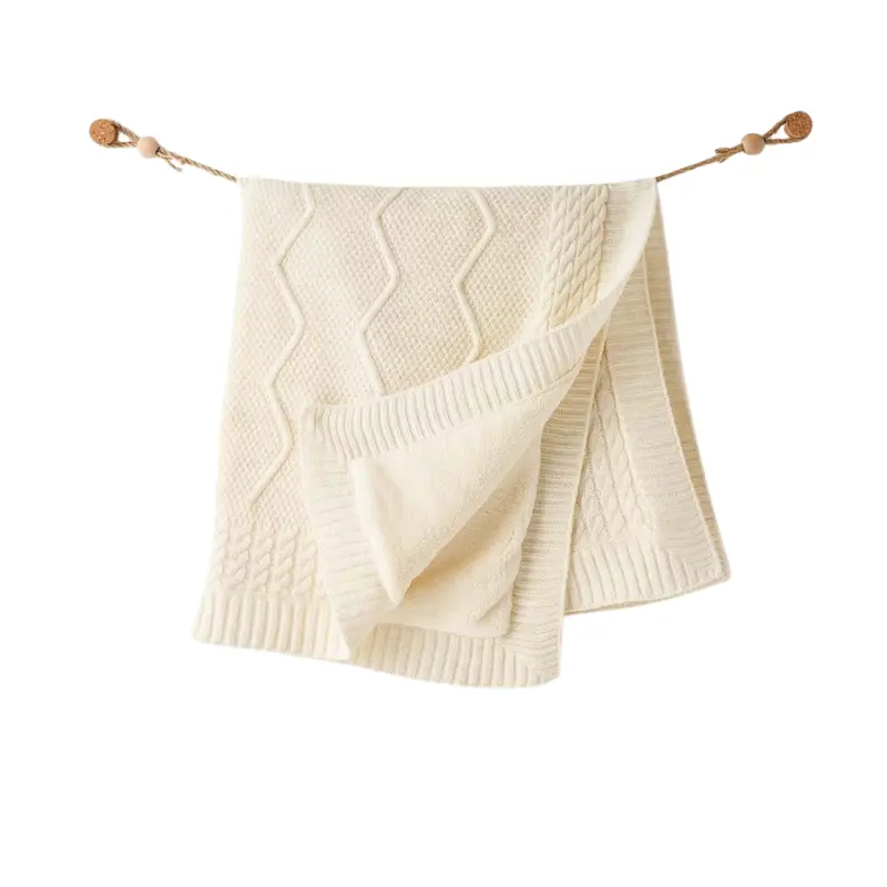 xx Couverture bébé tricotée AC26345 Blanc Cassé Andywawa