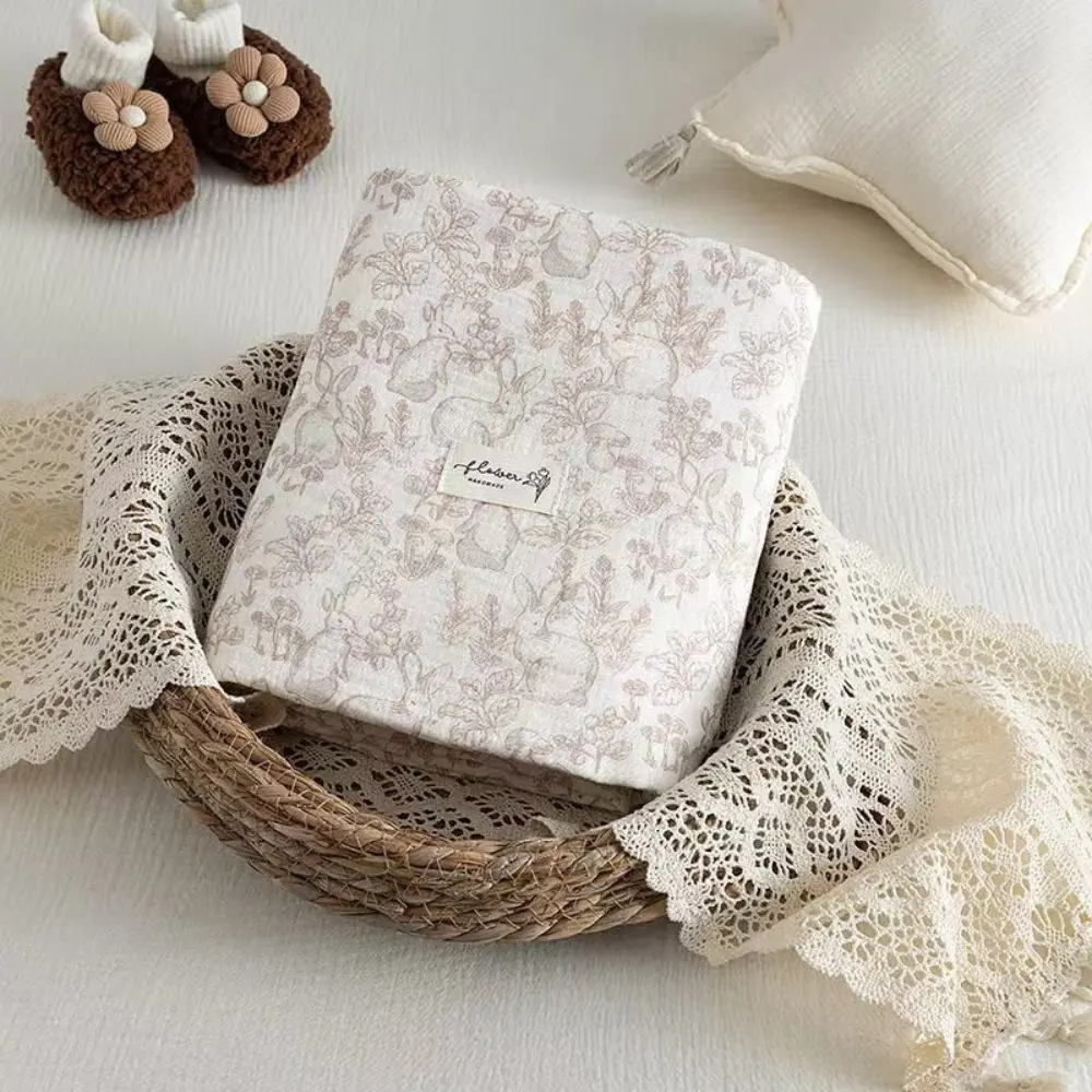 xx Couverture en Mousseline de Coton Bio 120cm x 130cm Lapin