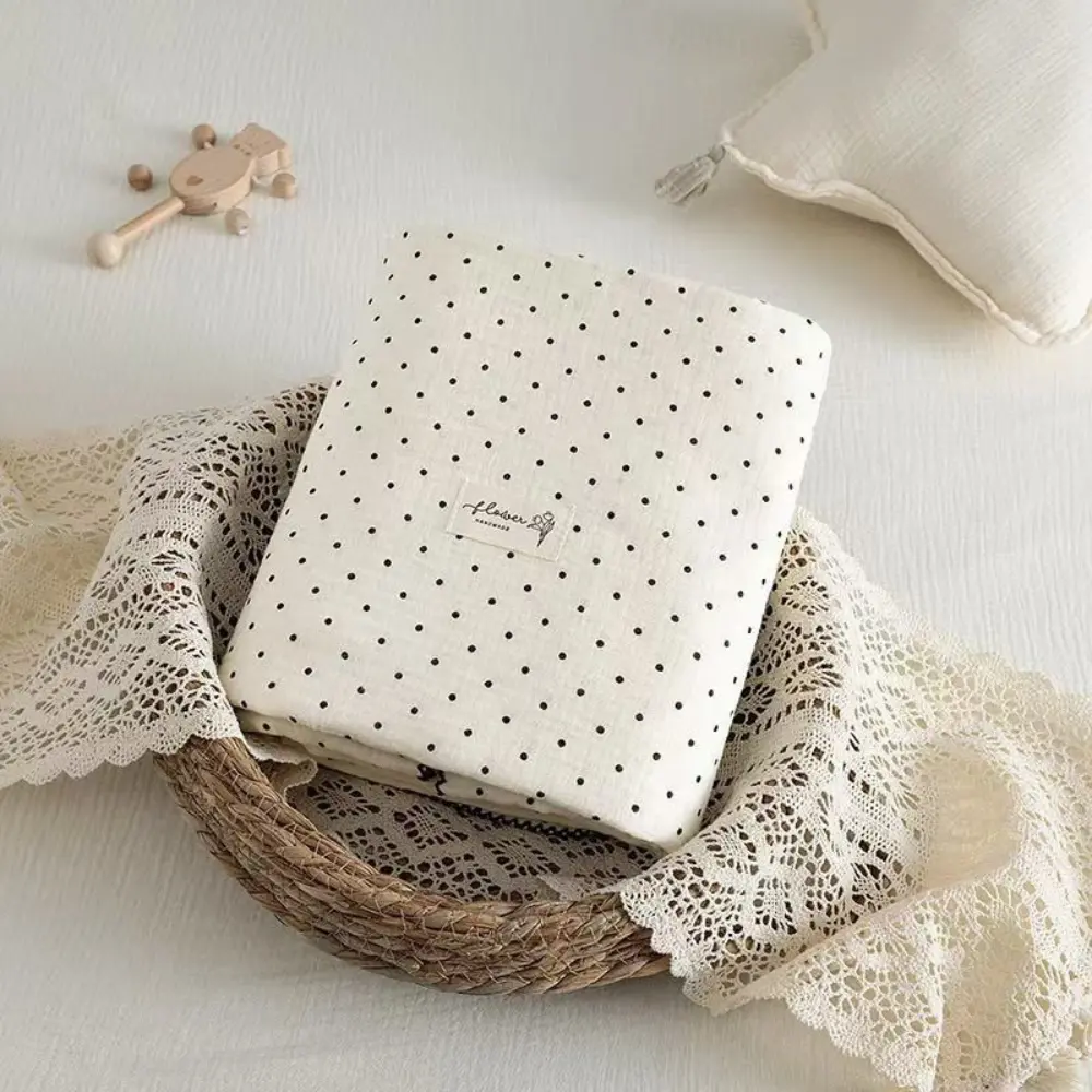 Couverture en Mousseline de Coton Bio 120cm x 130cm Points