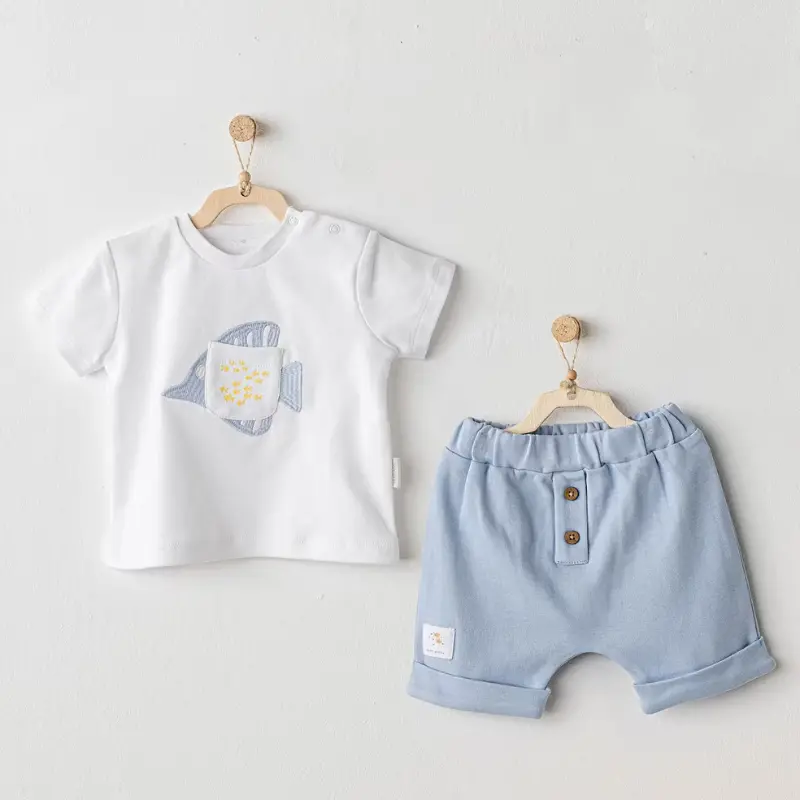 xx Ensemble 2 pièces pour bébé garçon « L'océan est mon endroit heureux » AC25608 Andywawa