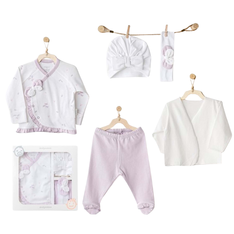 xx Ensemble 5 pièces Andy Wawa pour bébé fille Lila, sortie d'hôpital