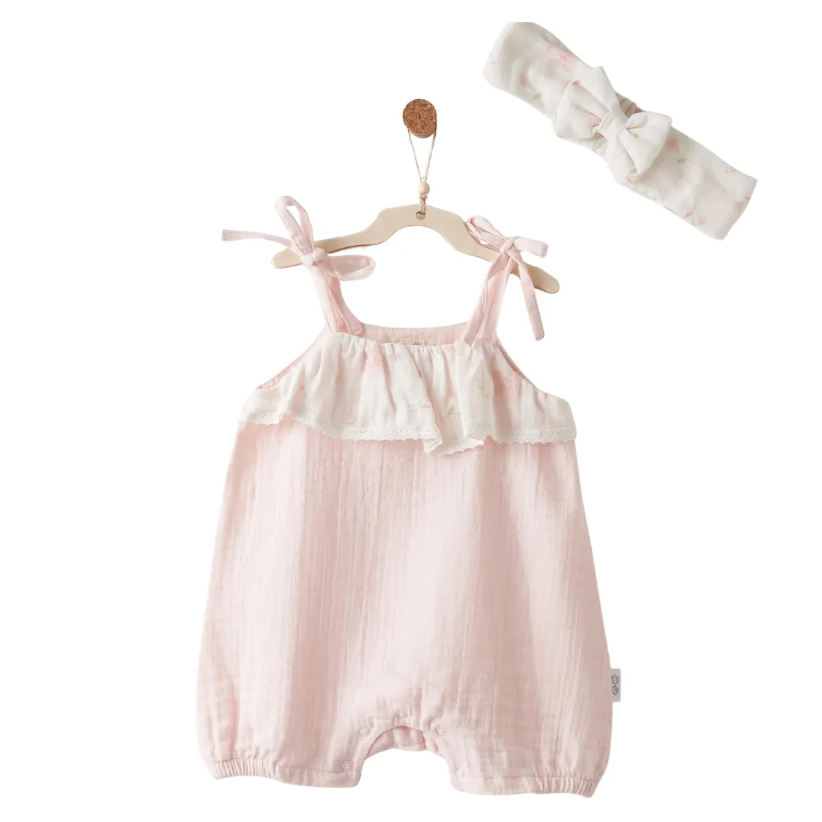 xx Ensemble barboteuse et bandeau pour bébé fille en mousseline ANW-AC26618