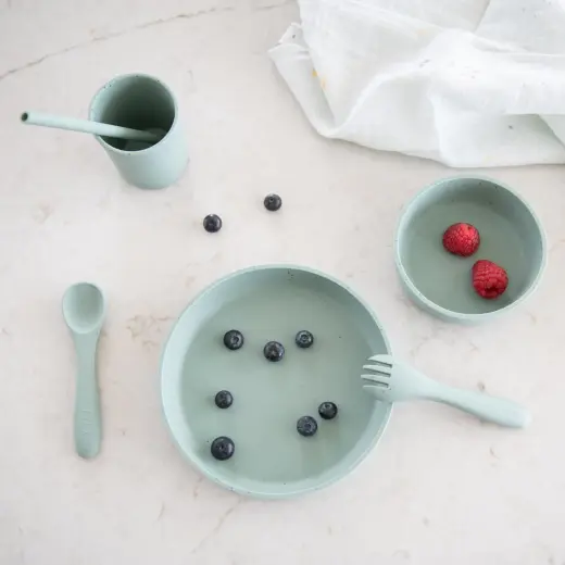 Ensemble d'alimentation 5 pièces Sauge de silicone platine