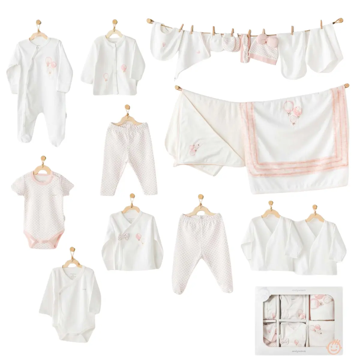 xx Ensemble de 20 pièces pour nouveau-né fille à l'hôpital AC25552