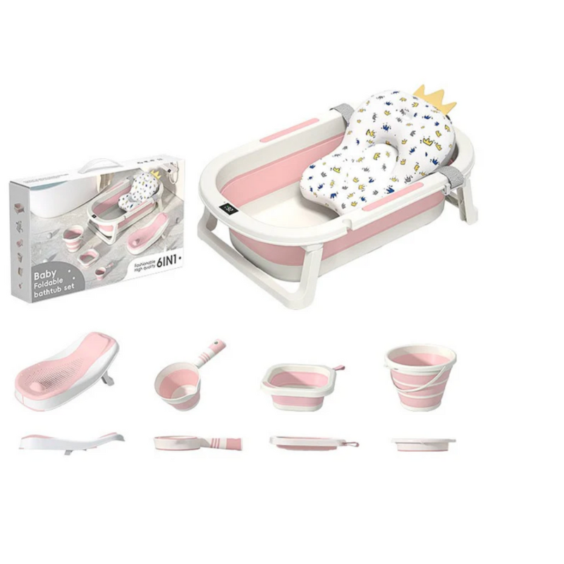 xx Ensemble de Bain Pliable pour Bébé 6 en 1 –Rose