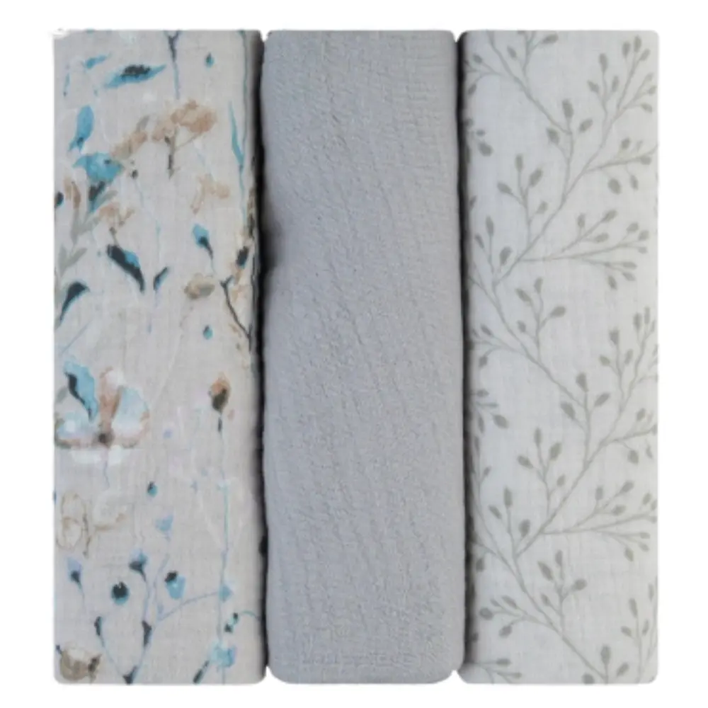 Ensemble de langes en mousseline 3 pièces 75x75 cm Gris