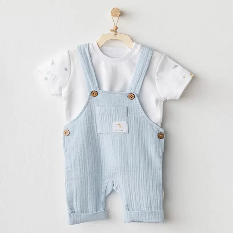 Ensemble salopette en mousseline pour bébé garçon AC25621 AndyWawa