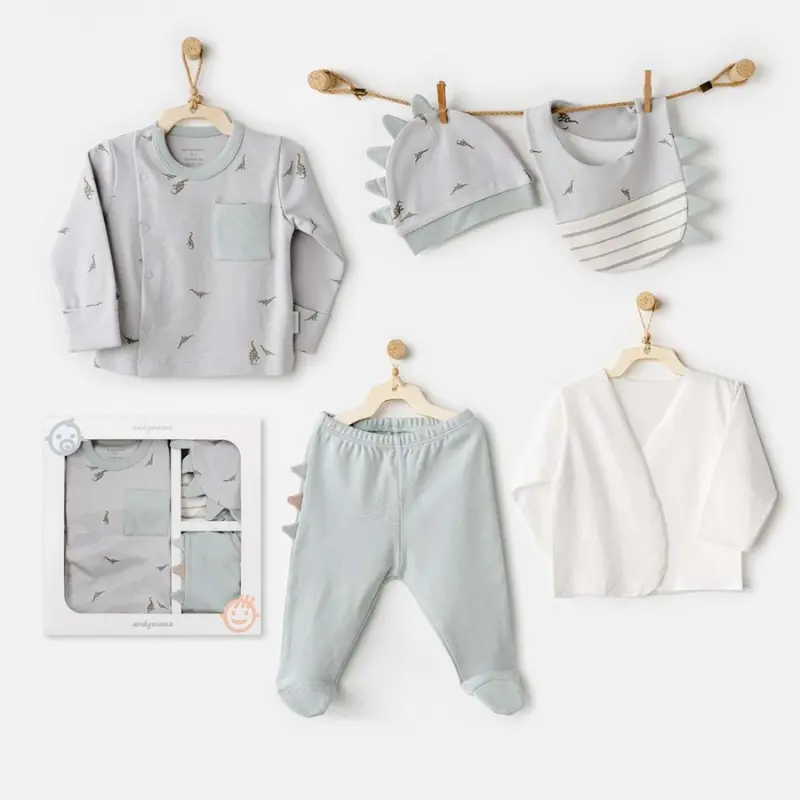 Ensemble Sortie Hôpital 5 Pièces Bébé Vert Snuggle Saurus Andywawa AC26000