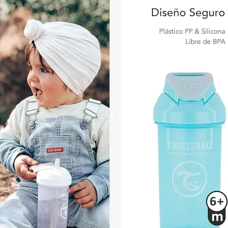 Gobelet à paille Twistshake 360 ​​ml - Grise- 6 mois plus