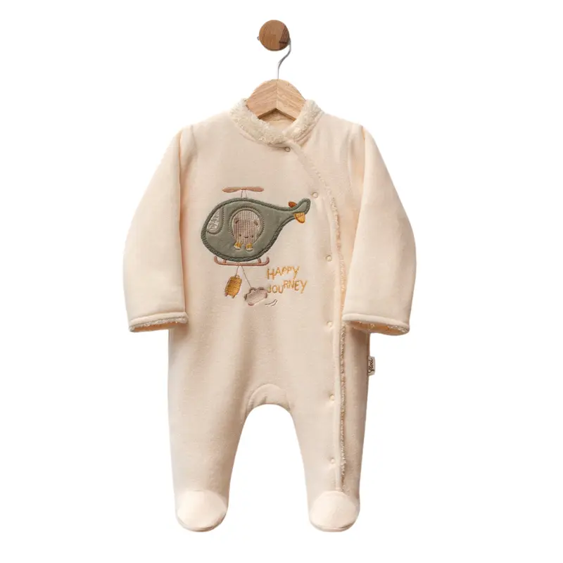 Grenouillère bébé en polaire avec motif hélicoptère