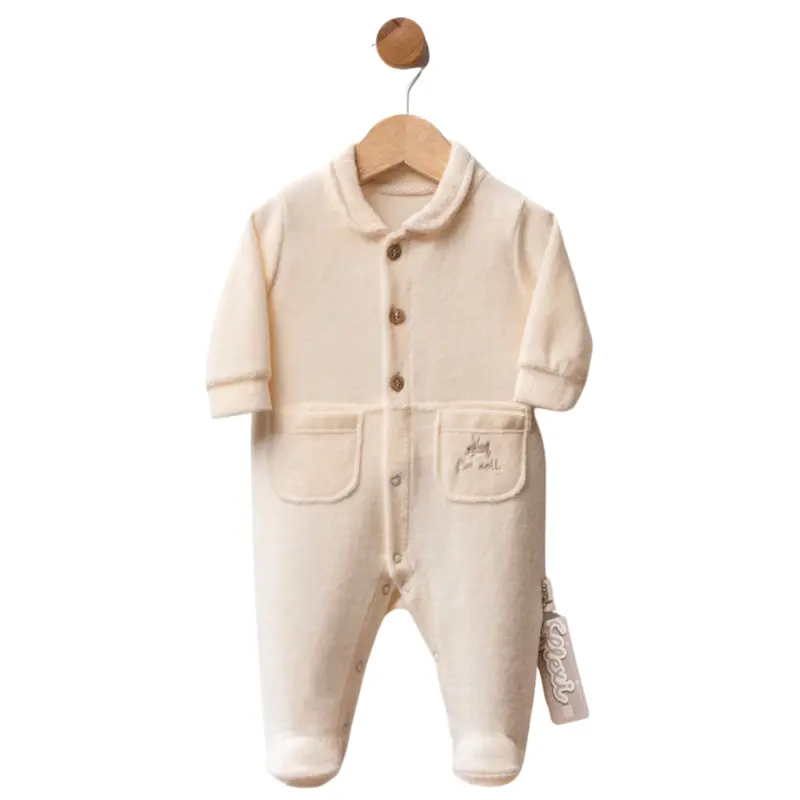 xx Grenouillère bébé en velours avec poches
