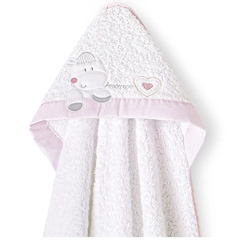 Interbaby Cape de bain corazon amoroso blanc-rose
