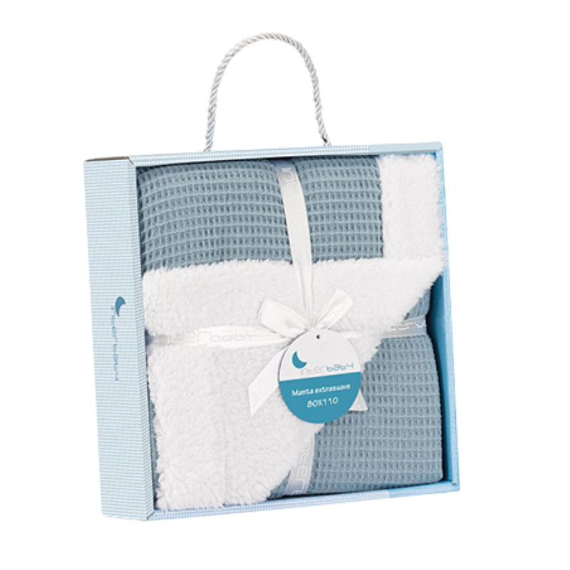 xx Interbaby Couverture nid d’abeille bleu pétrole