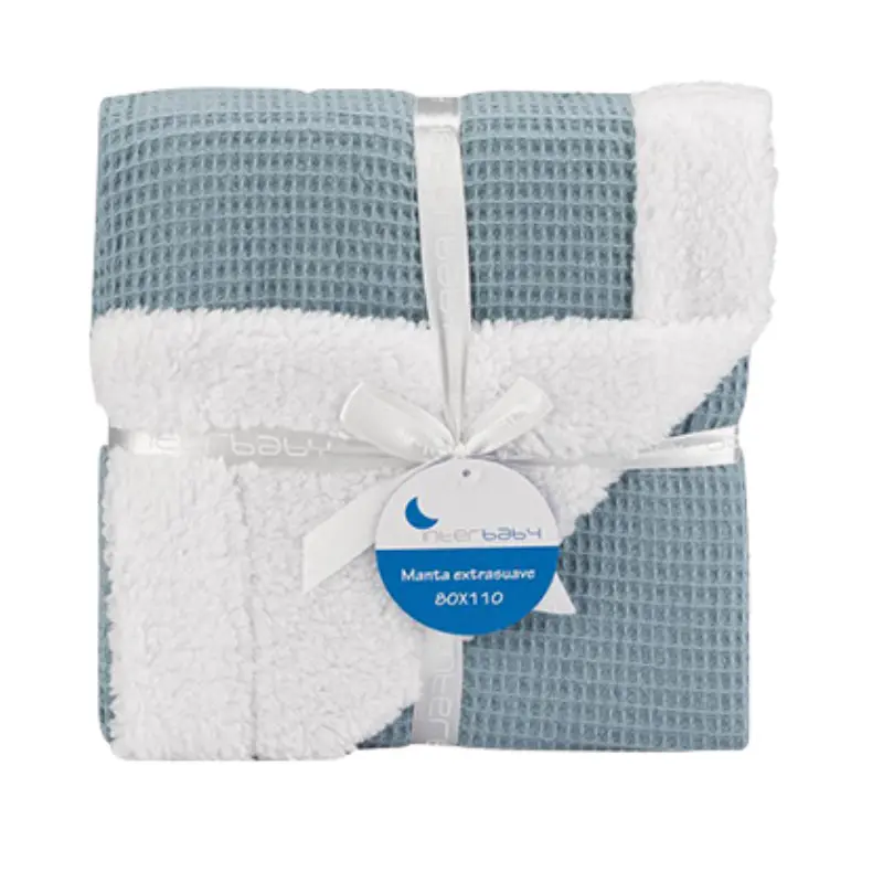 Interbaby Couverture nid d’abeille bleu pétrole