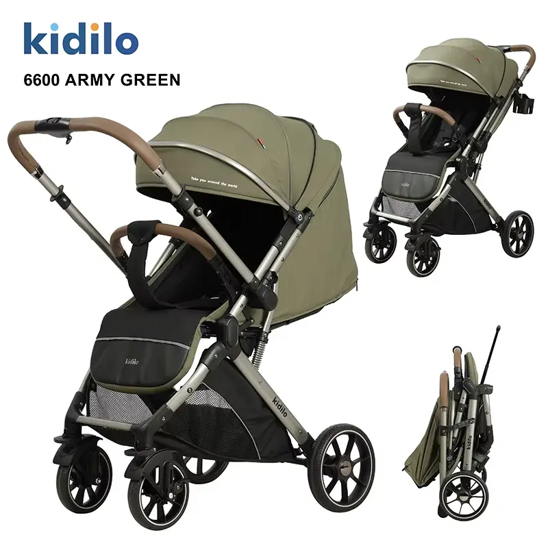 Kidilo 6600 Poussette Bébé vert olive