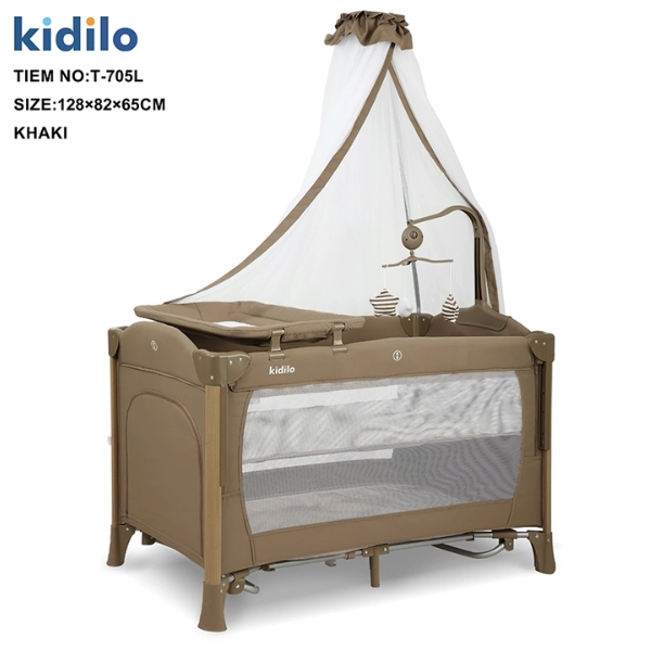 xx Kidilo Berceau Luxe 3 en 1 Pliable avec Moustiquaire – Lit de Voyage et Cododo T-705L - Biege