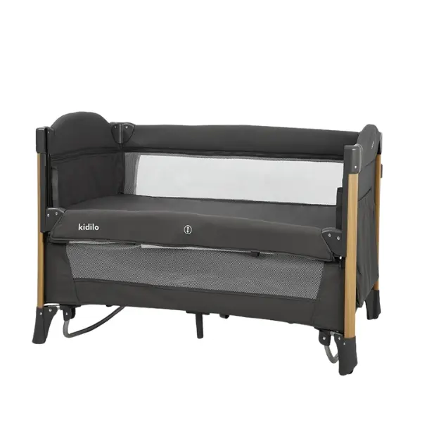 Kidilo Berceau Luxe 3 en 1 Pliable avec Moustiquaire – Lit de Voyage et Cododo T-705L - Gris