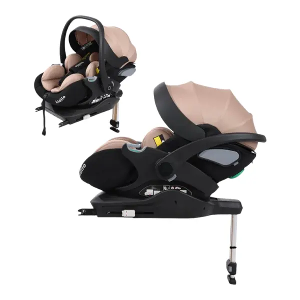 xx Kidilo Siège Auto Bébé KBH602B – Portable et Inclinable à Plat avec Base Isofix Beige
