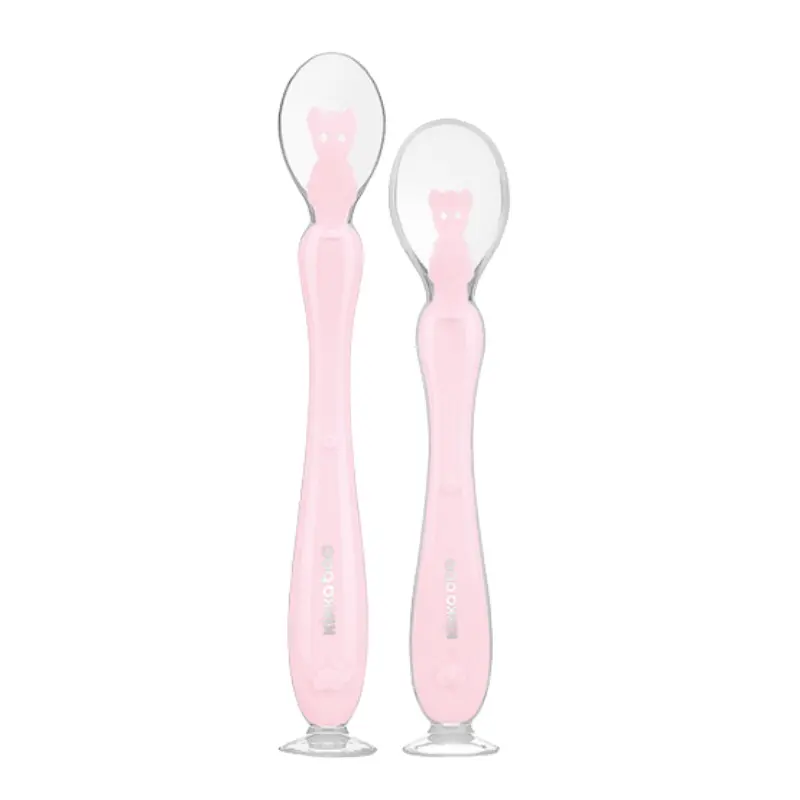 Kikkaboo Cuillères en silicone avec ventouse 2pcs Rose