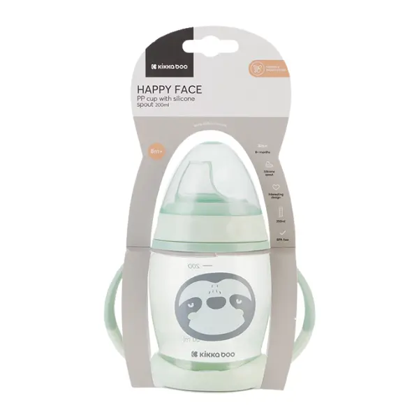 Kikkaboo Gobelet PP 200ml Happy Face Vert