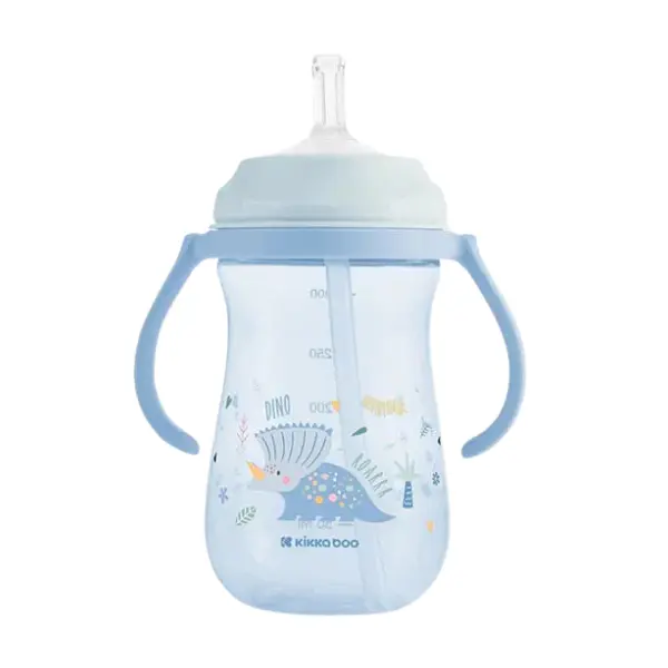 Kikkaboo Gobelet PP avec paille en silicone Dino World 300ml – Bleu