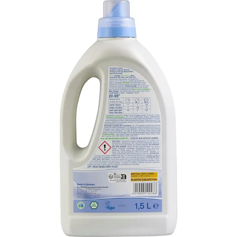 Lessive universelle Klar Eco Sensitive 1,5 L  sans parfum