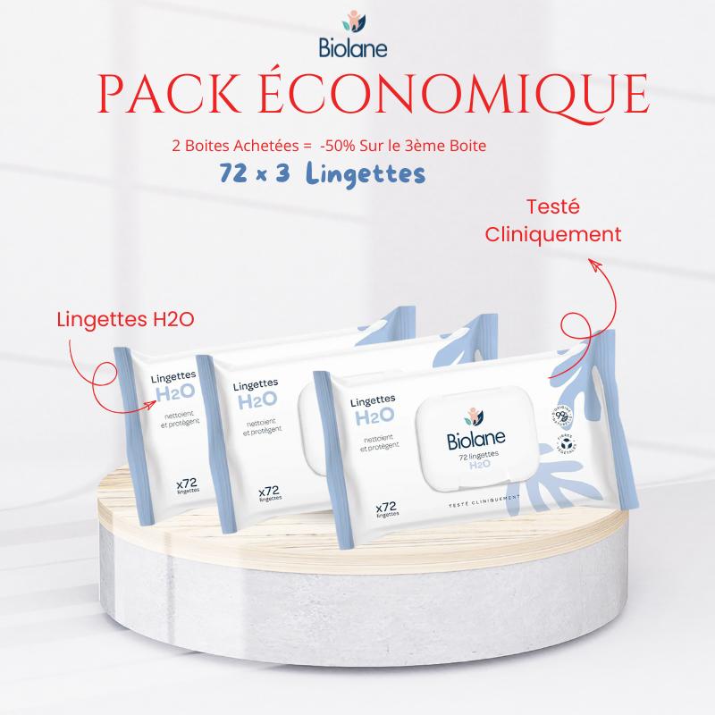 xx Lingettes H2O nettoient et protègent lot de 3 x 72 pièces Biolane