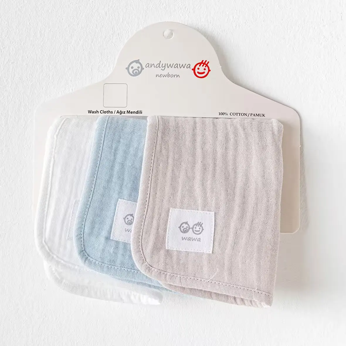 Lingettes pour la bouche de bébé Blue lot de 3, 20 x 20 cm