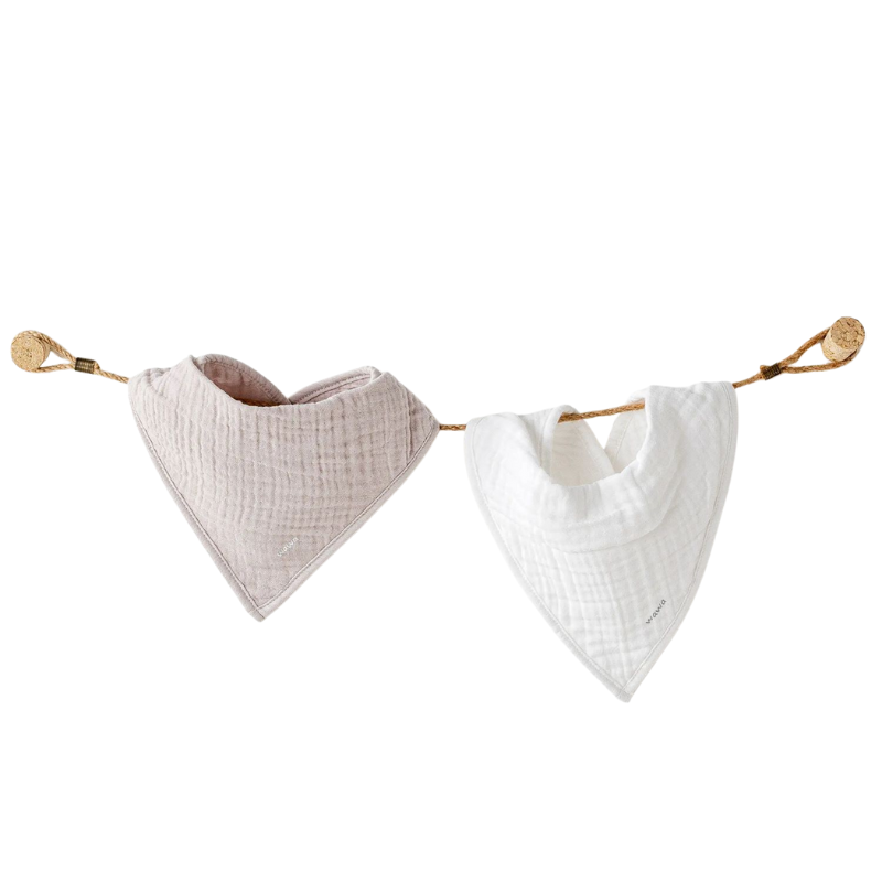 xx Lot de 2 foulards bébé en mousseline – Andywawa AC25863 – Beige - Blanc – Doux et respirants