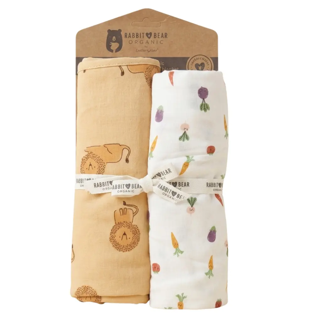 xx Lot de 2 Langes d'Emmaillotage Bébé Premium 76cmx76cm