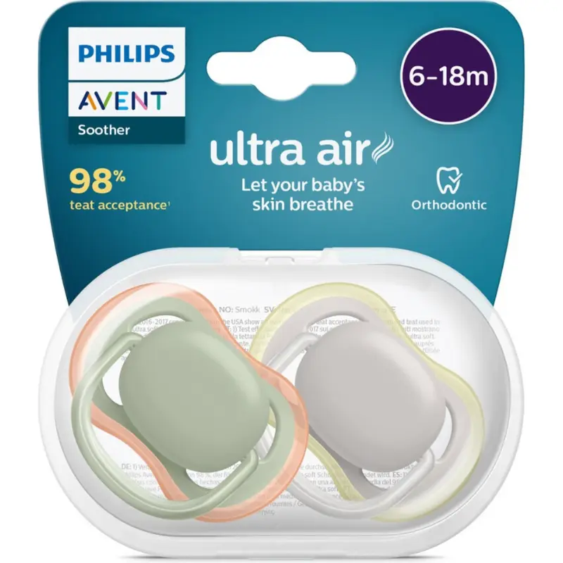 xx Lot de 2 sucettes Ultra Air 6-18m AVENT Uni  SCF085/20