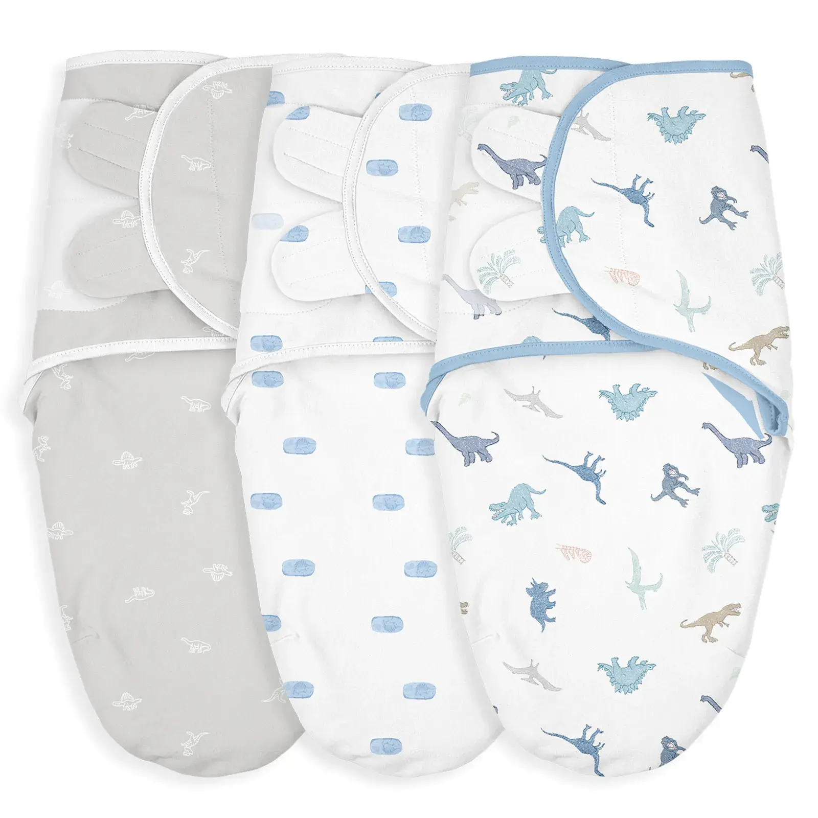 xx Lot de 3 couvertures d'emmaillotage pour bébé Dinosaur Land