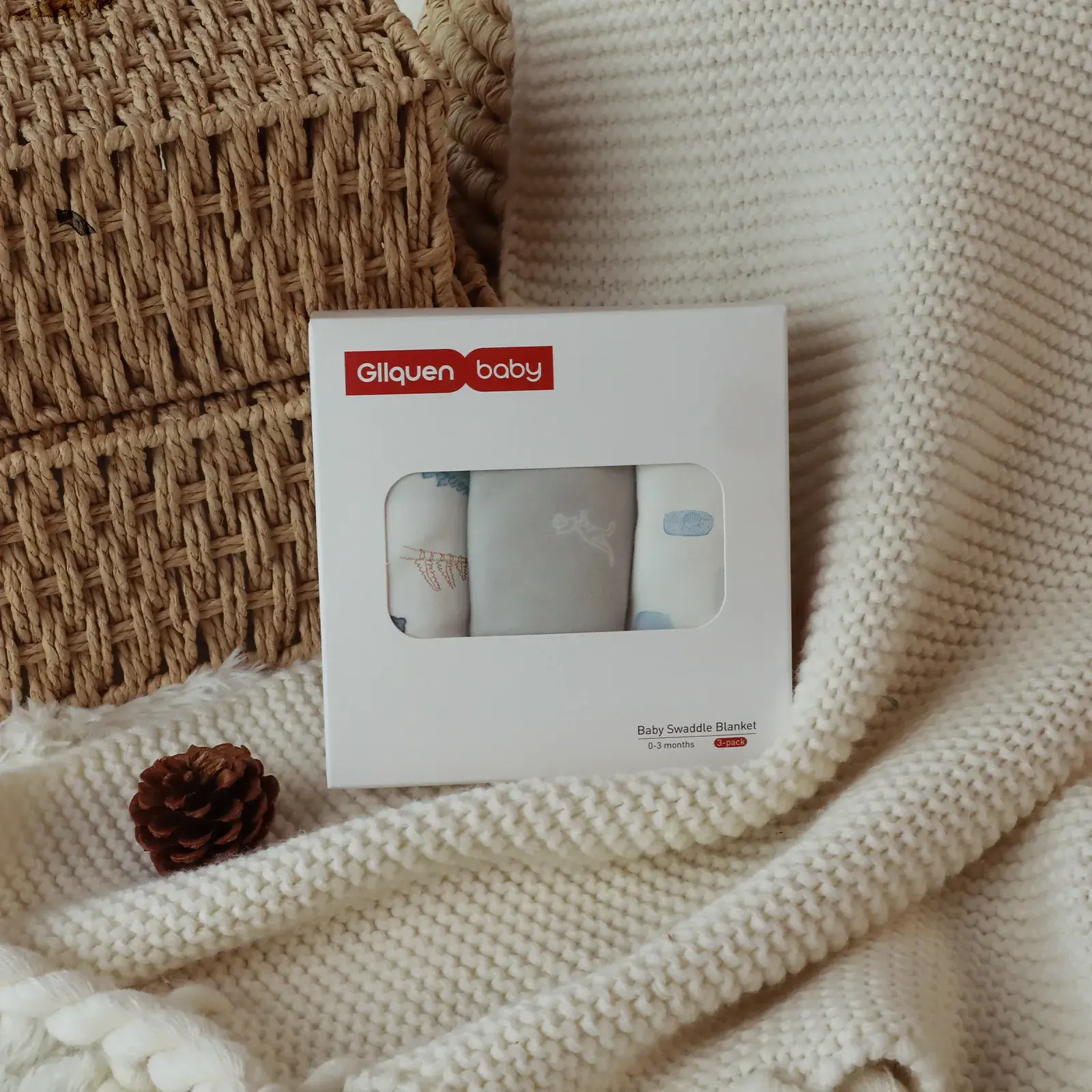 Lot de 3 couvertures d'emmaillotage pour bébé Dinosaur Land