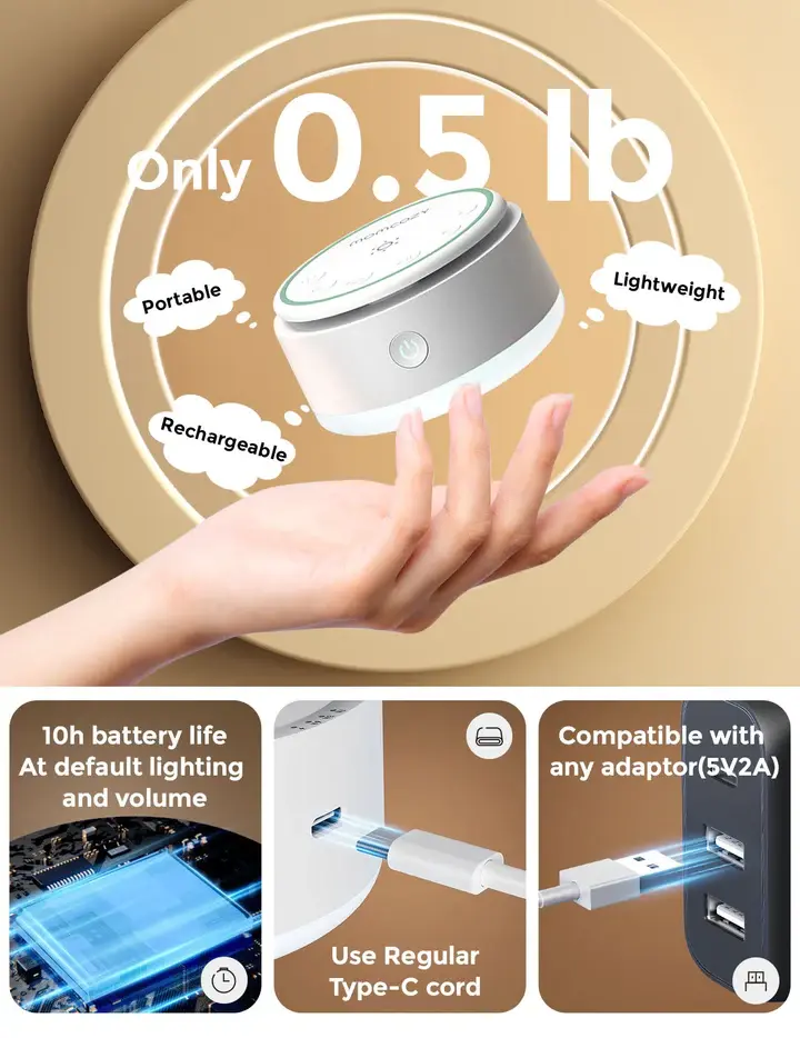 Machine à sons pour bébé Momcozy - Longue autonomie (lumière chaude)