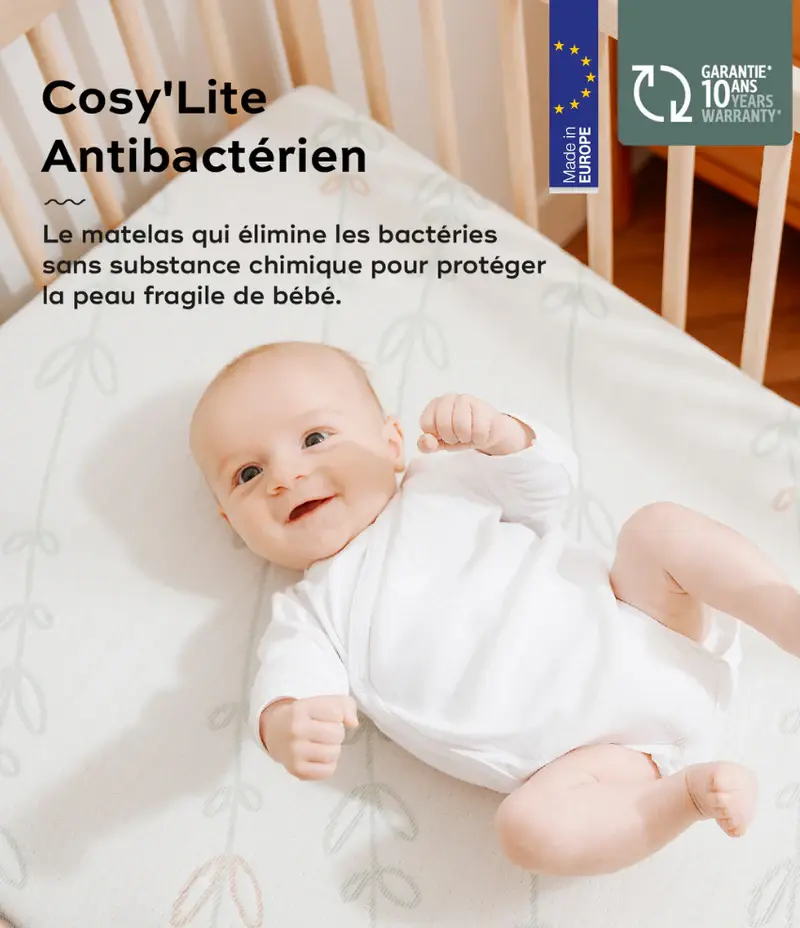Matelas Bébé Protection Antibactérienne Naturelle - COSY'LITE
