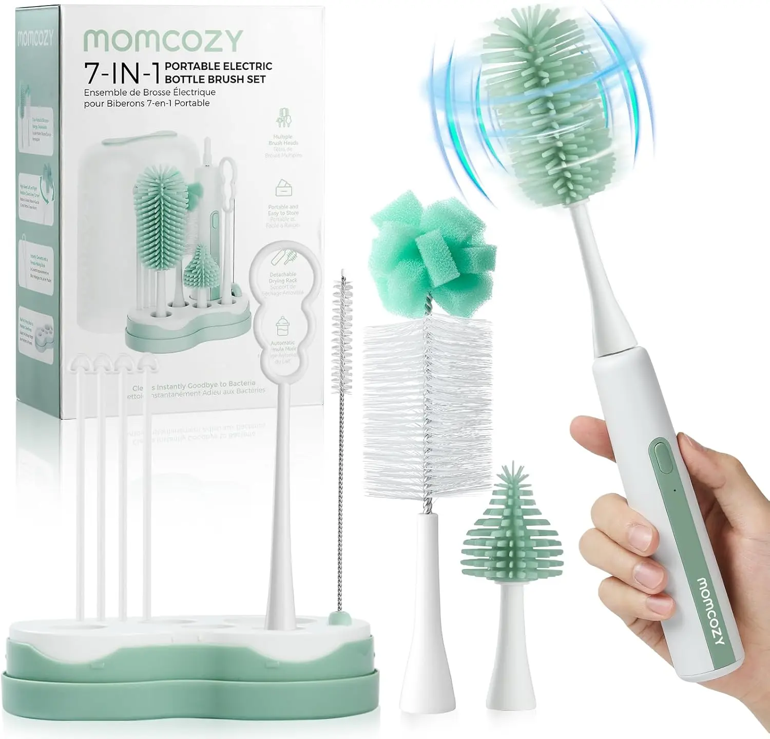 Momcozy Brosse Brosse à biberon Electrique kit 7 en 1