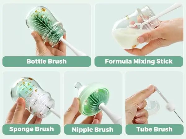 Momcozy Brosse Brosse à biberon Electrique kit 7 en 1