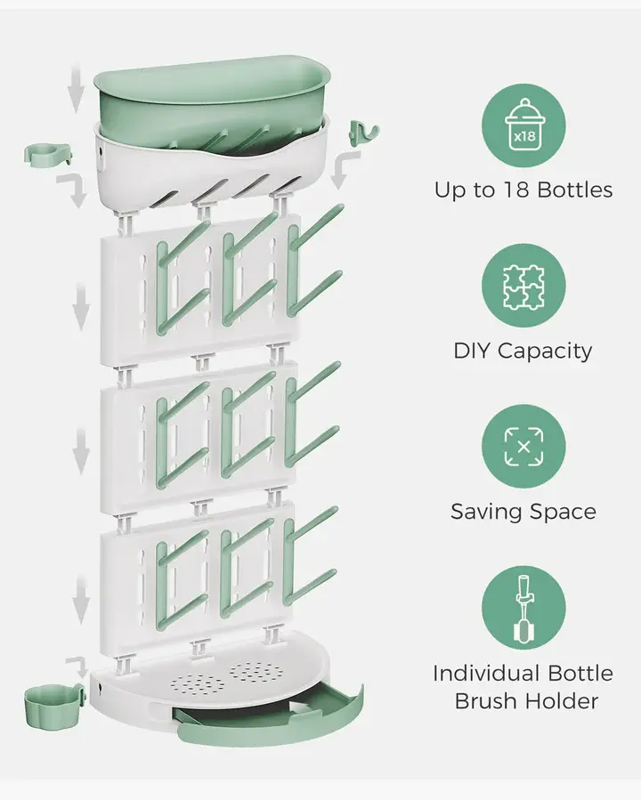 Momcozy DIY Grand support de séchage pour 18 bouteilles