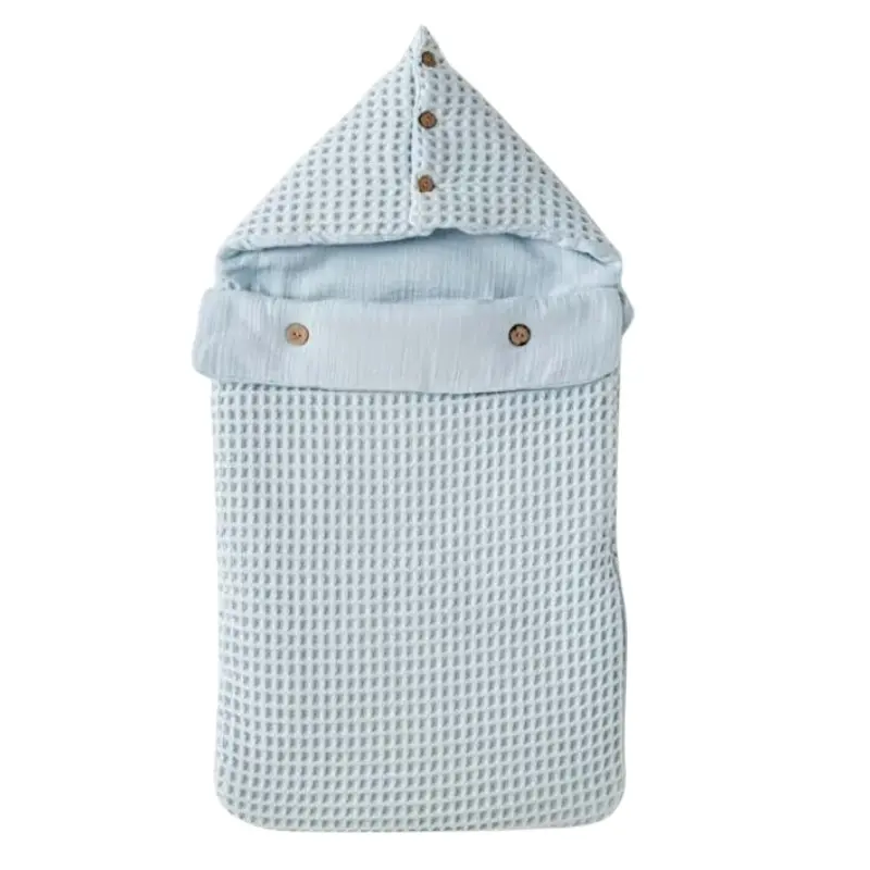 xx Nid d’Ange Bébé Waffle Douillet Bleu avec Capuche AC25886 Andywawa