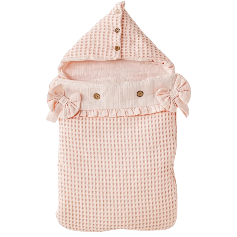 xx Nid d’Ange Bébé Waffle Douillet Rose avec Capuche AC25886 Andywawa