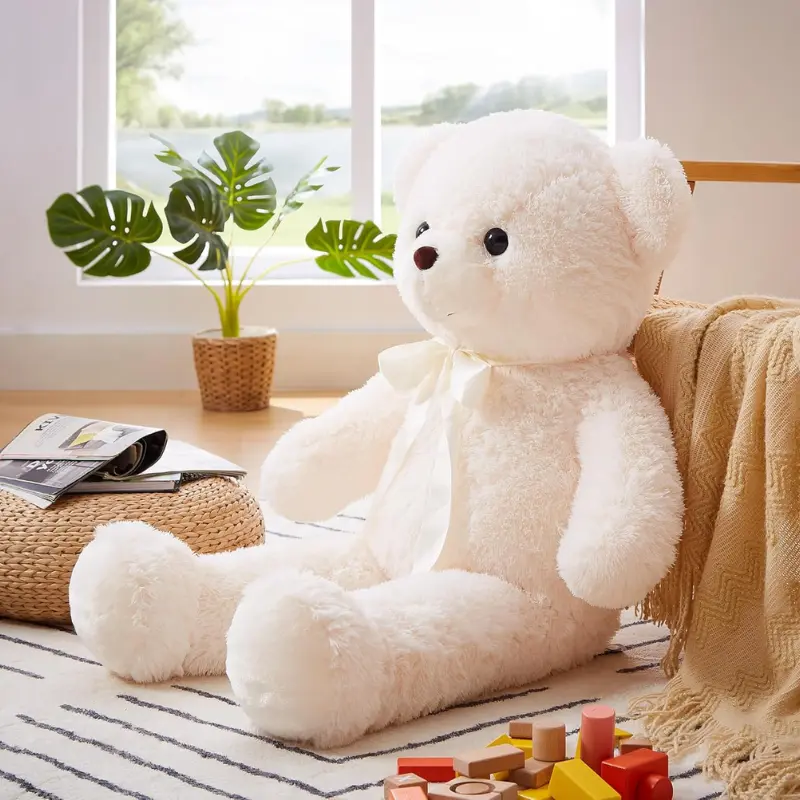 Ours en peluche géant 80 cm – Nounours doux et moelleux blanc