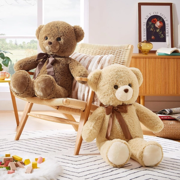 Ours en peluche géant 80 cm – Nounours doux et moelleux - Maron