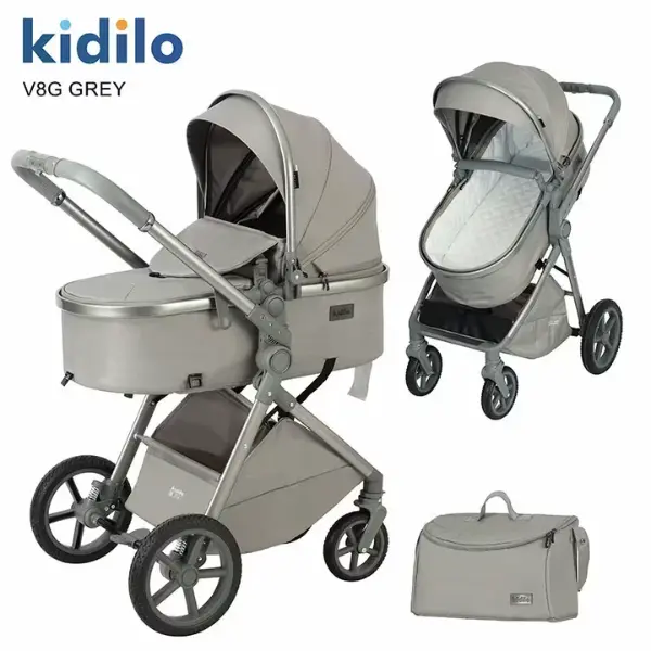Pack Poussette V8G+C Universel 3en1 Gris Foncé