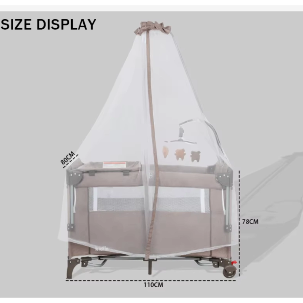 Parc lit cododo Pliable et Portable pour Nouveau-Né T-702L - Gris