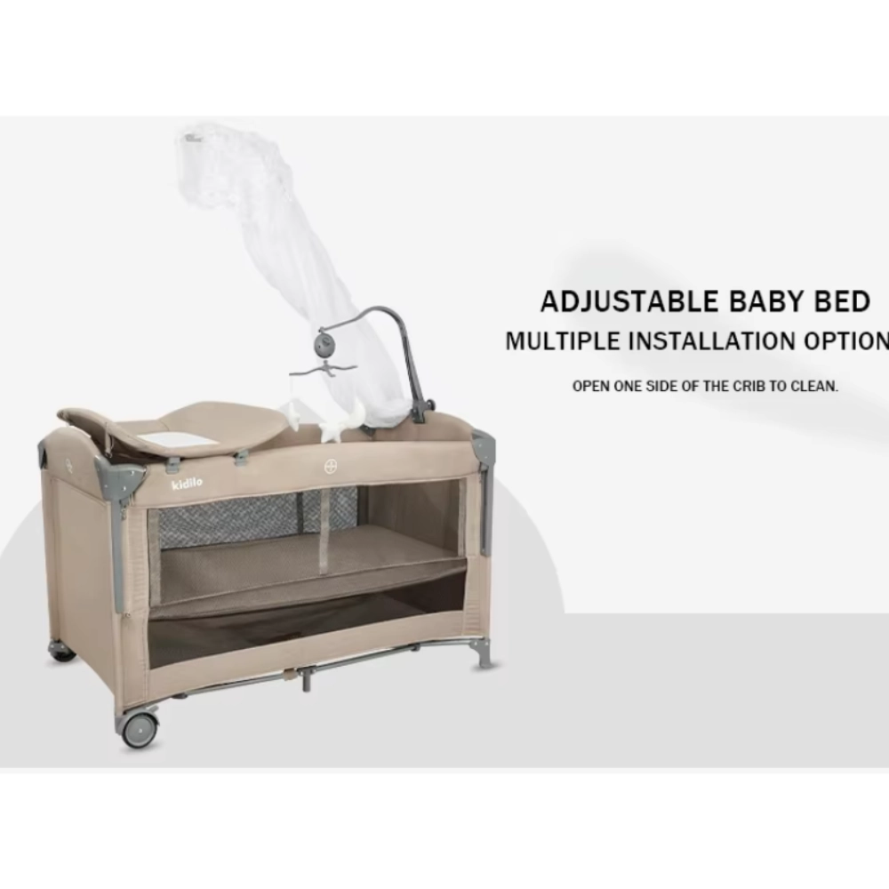 Parc lit cododo Pliable et Portable pour Nouveau-Né T-702L - Gris