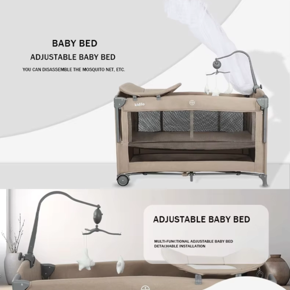 Parc lit cododo Pliable et Portable pour Nouveau-Né T-702L - Gris