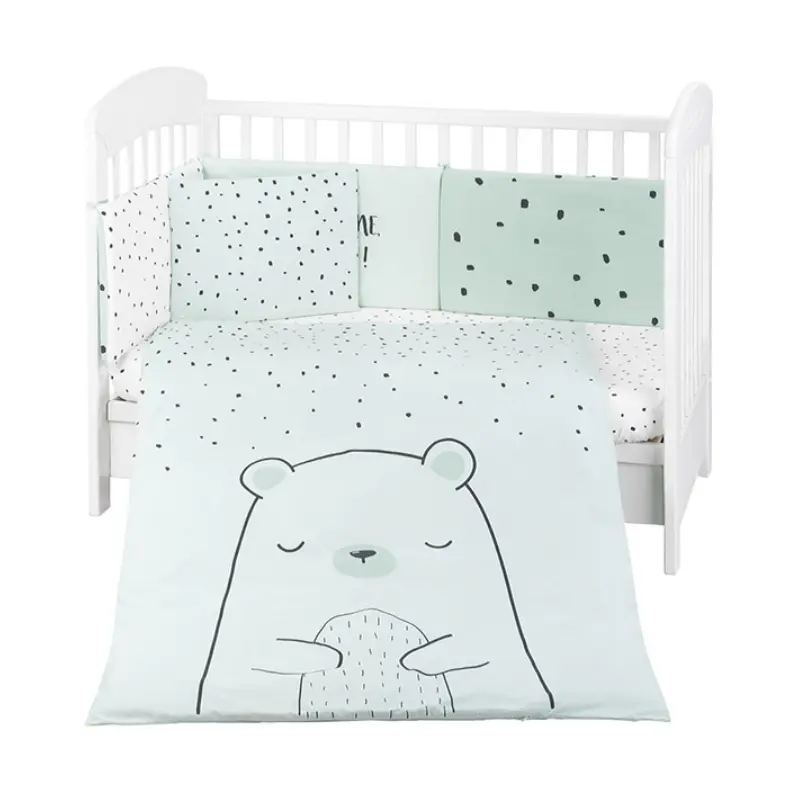 Parure de lit 6pcs 60/120 Bear with me Mint